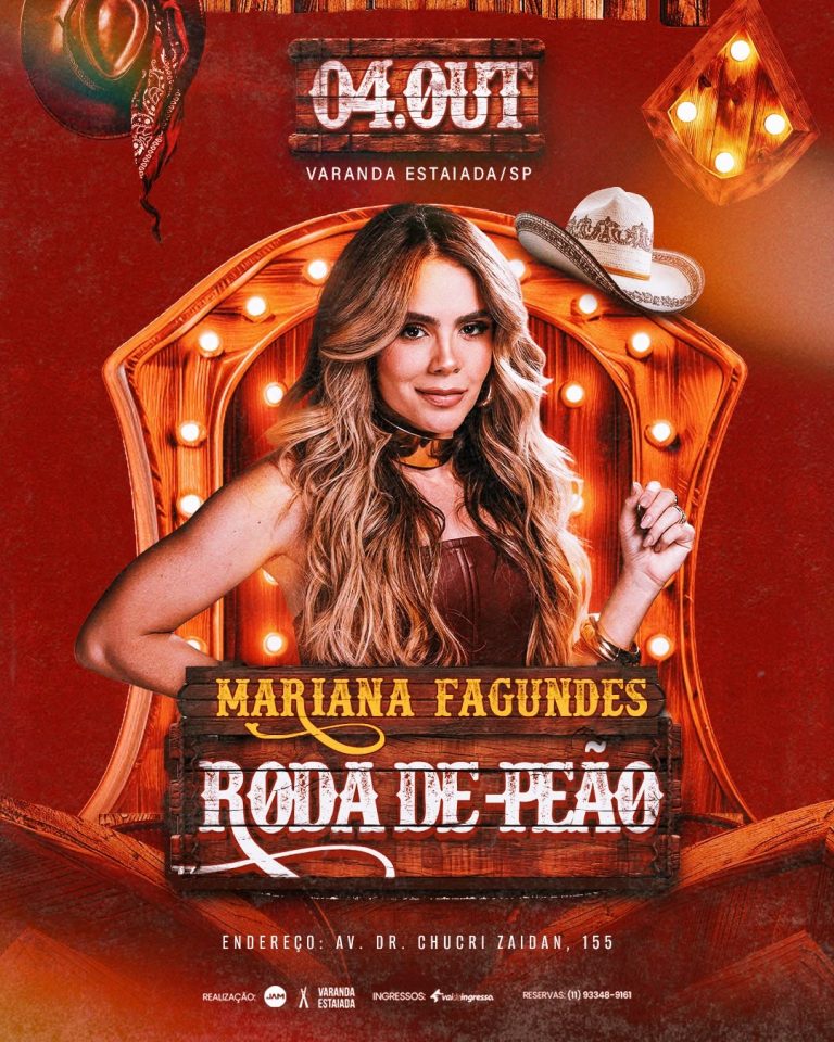 Mariana Fagundes leva o show “Roda de Peão” ao Varanda Estaiada neste domingo (4)
